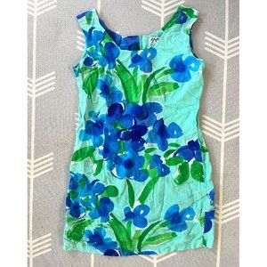 Vintage Jams World Floral Mini Dress Bright Blue (SMALL)